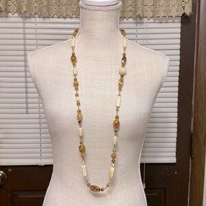 Fashion jewelry honey gold tigers eye bone necklace with antique gold accents